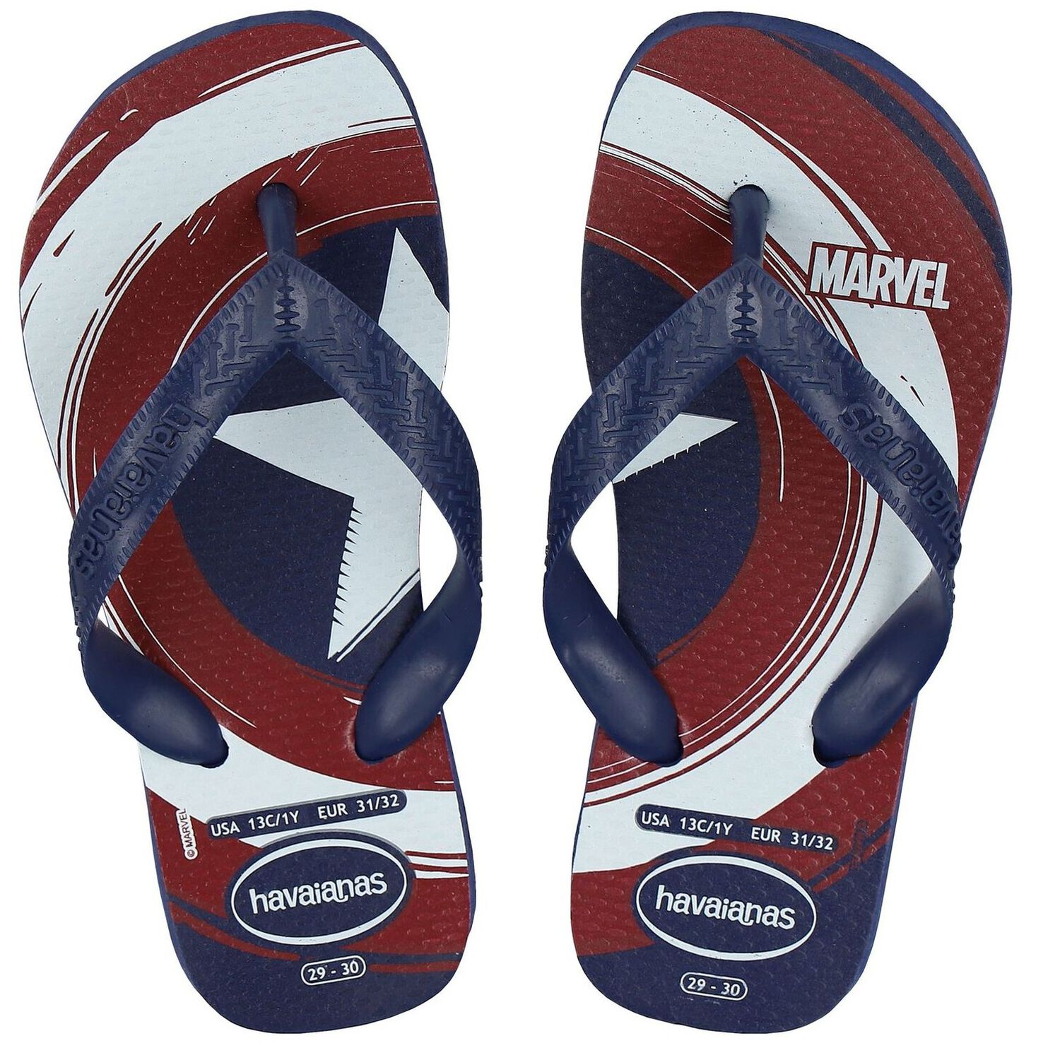 Boys Navy Blue Marvel Logo Flip Flops, 1, hi-res image number null