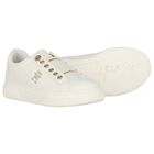 Girls Ivory & Gold Logo Trainers, 1, hi-res