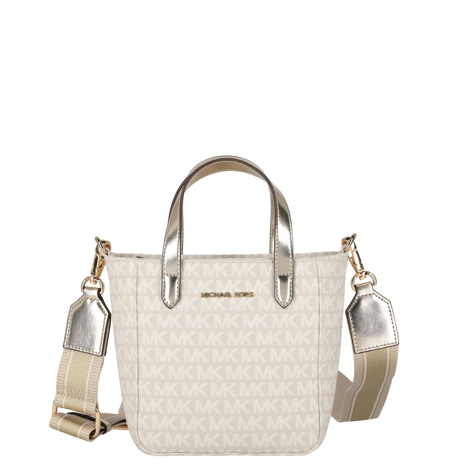Girls Ivory & Gold Logo Bag, 1, hi-res