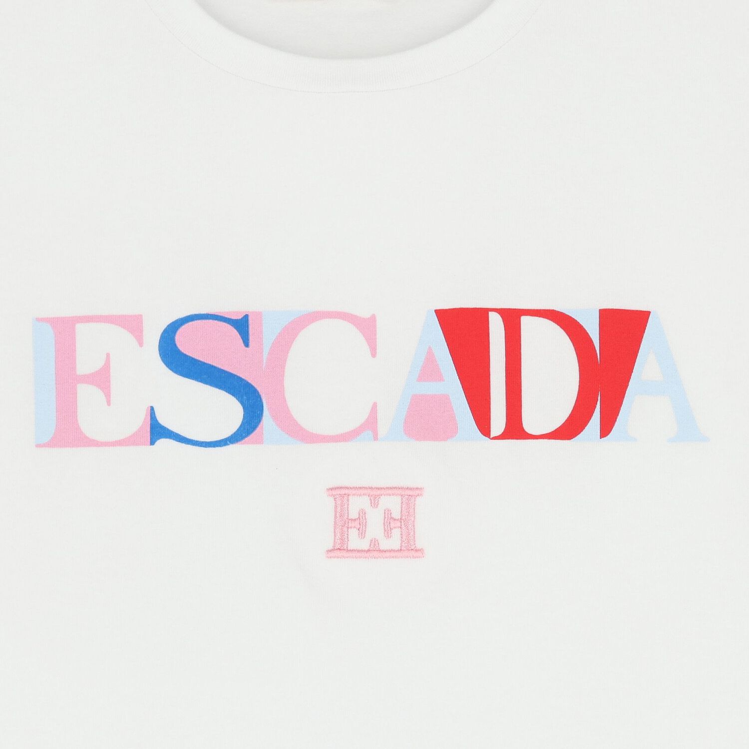 تيشيرت بنات بالشعار باللون الايبض , 1, hi-res