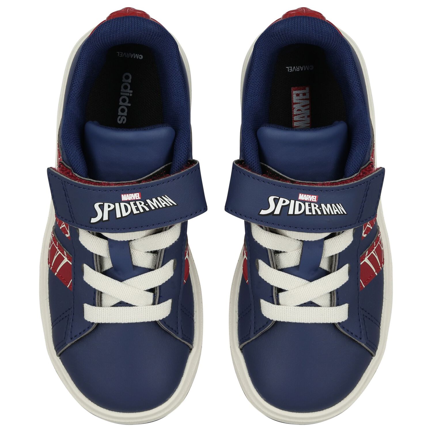 Boys Navy Blue Marvel Grand Court Trainers, 1, hi-res