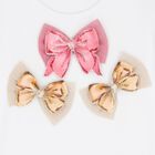 Girls White Bow Long Sleeve Top, 1, hi-res