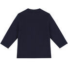Younger Boys Navy Blue Logo Long Sleeve Top, 2, hi-res