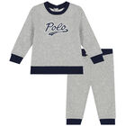 Baby Boys Grey & Navy Logo Tracksuit, 1, hi-res
