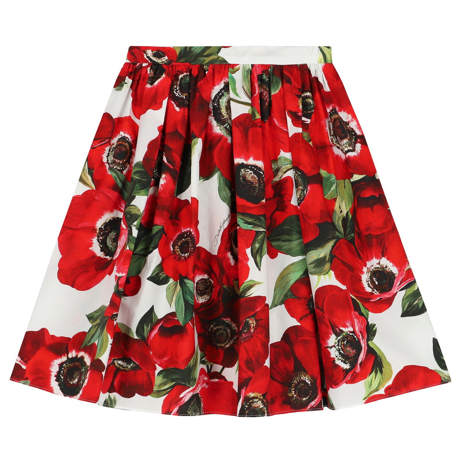 Girls Red & White Floral Skirt, 1, hi-res