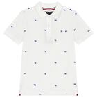 Boys White Logo Flag Polo Shirt, 1, hi-res