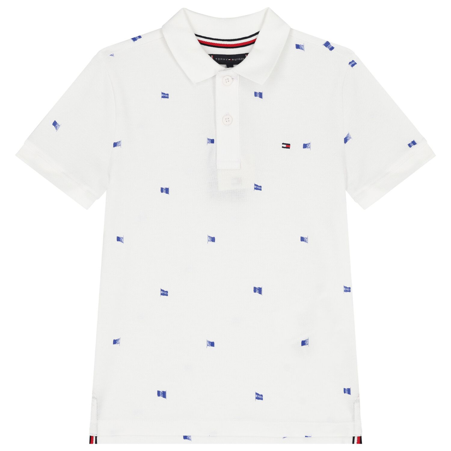 Boys White Logo Flag Polo Shirt, 1, hi-res image number null