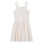Girls Ivory Ribbed Dress, 2, hi-res