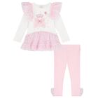 Girls Pink & Ivory Tulle Fairy Wings Leggings Set , 1, hi-res