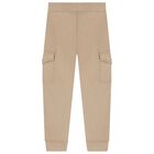 Boys Beige Logo Joggers, 1, hi-res