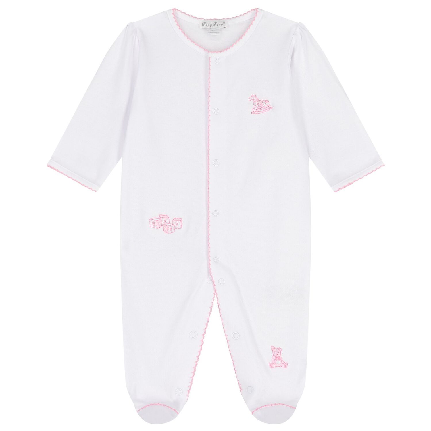 Baby Girls White & Pink Vintage Toy Treasures Babygrow Set, 1, hi-res image number null