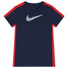 Boys Navy Blue & Red Logo T-Shirt, 1, hi-res