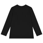 Girls Black Embellished Long Sleeve Top, 1, hi-res