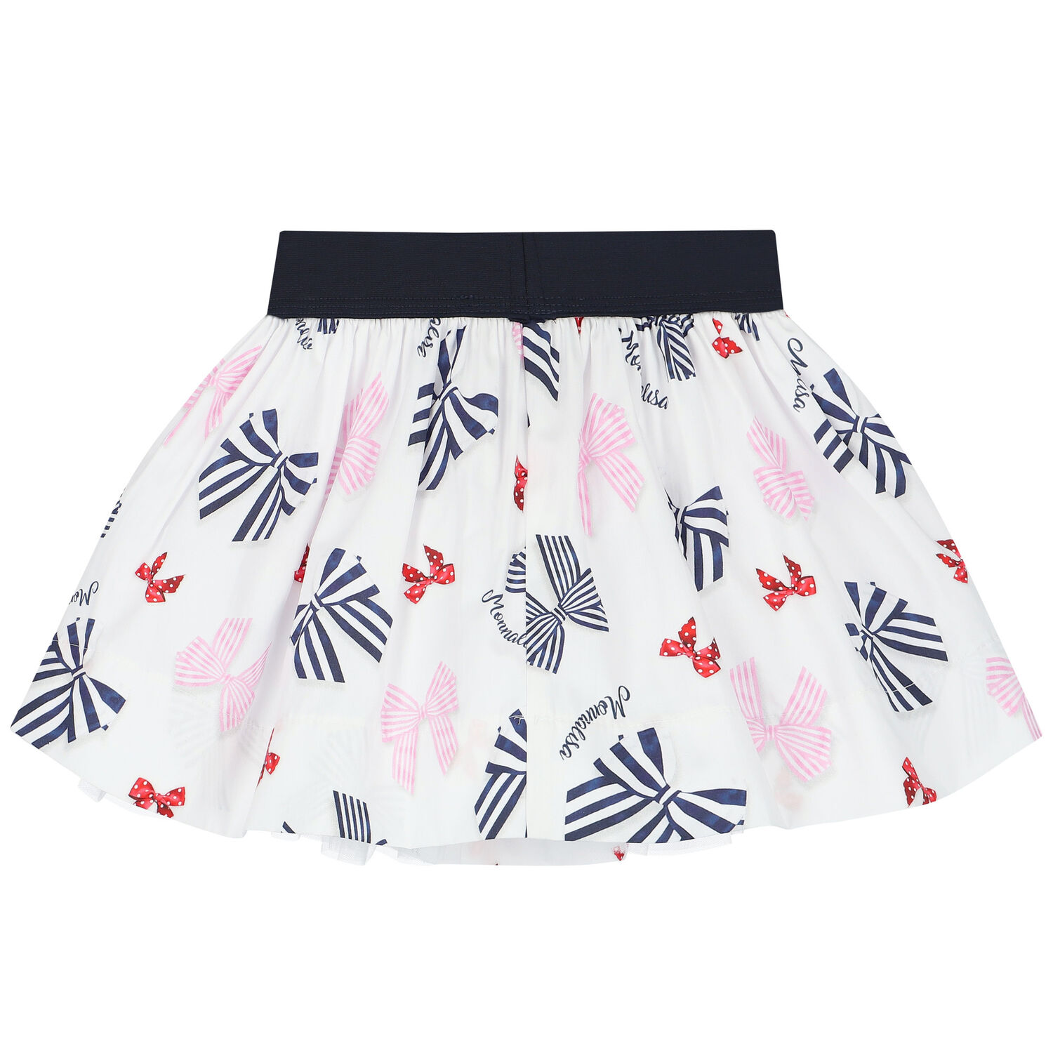 Younger Girls White Bows & Logo Dress, 1, hi-res