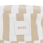 Baby Boys Beige & White Striped Logo Reversible Hat, 2, hi-res