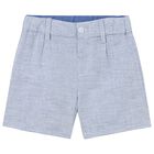 Younger Boys Blue & White Gingham Shorts, 2, hi-res