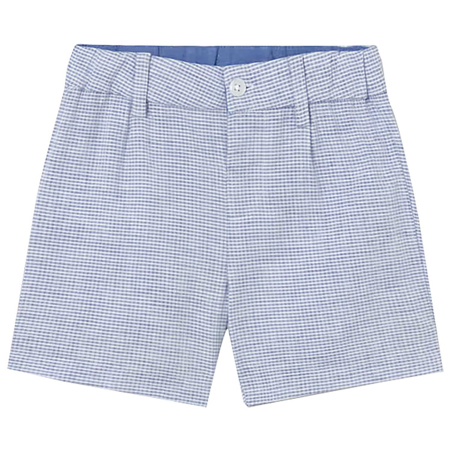 Younger Boys Blue & White Gingham Shorts, 2, hi-res