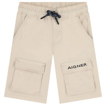 Boys Beige Logo Shorts