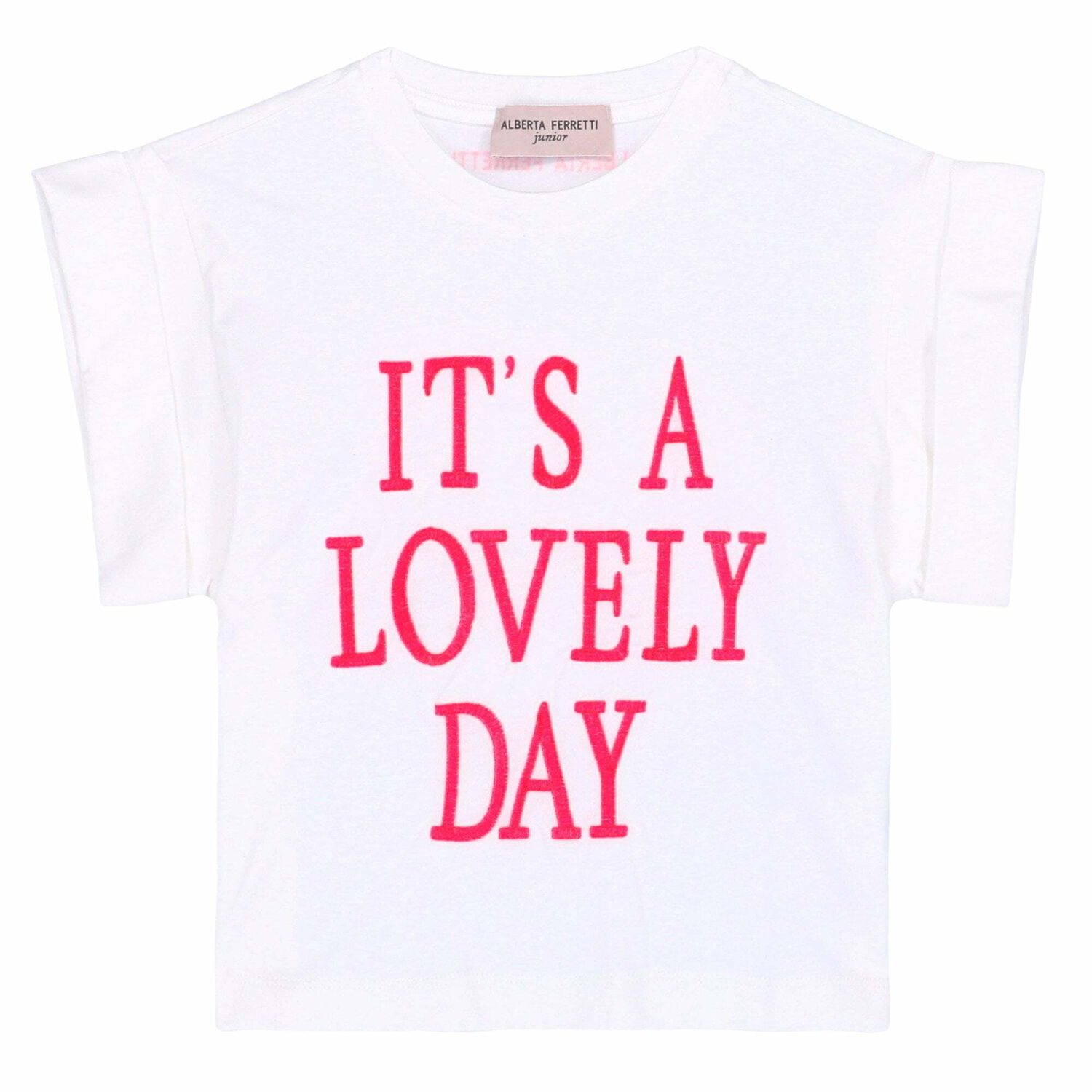 Girls Off White Embroidered Text T-Shirt, 1, hi-res image number null