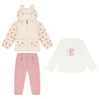 Baby Girls Pink & White Tracksuit (3 Piece), 1, hi-res