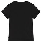 تيشيرت أولاد بالشعار باللون الاسود, 1, hi-res