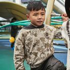 Boys Beige Hooded Top, 1, hi-res