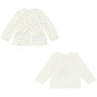 بلوزات للبنات الصغار باللون العاجي والرمادي (عبوة من قطعتين), 1, hi-res