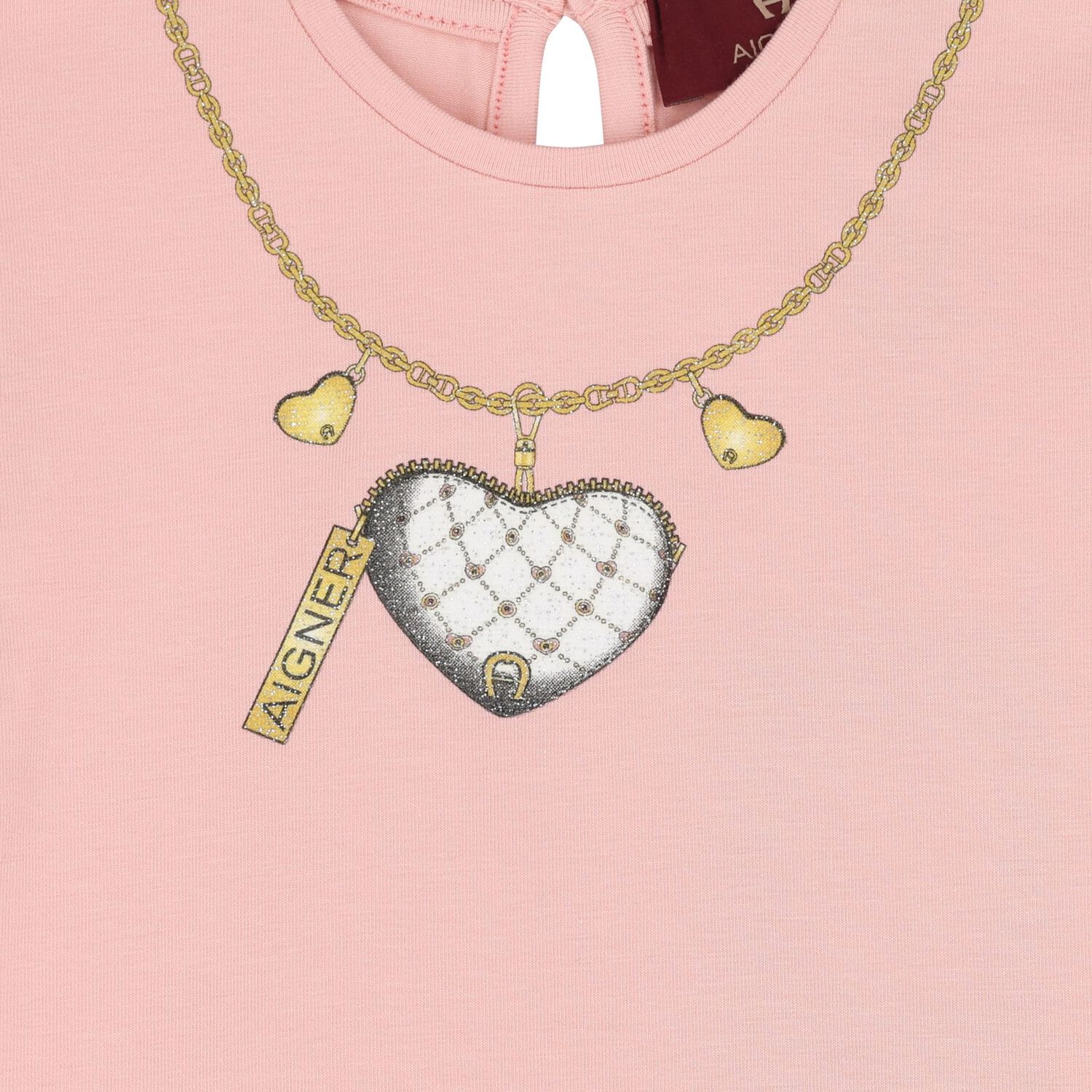 Younger Girls Pink Heart T-Shirt, 1, hi-res