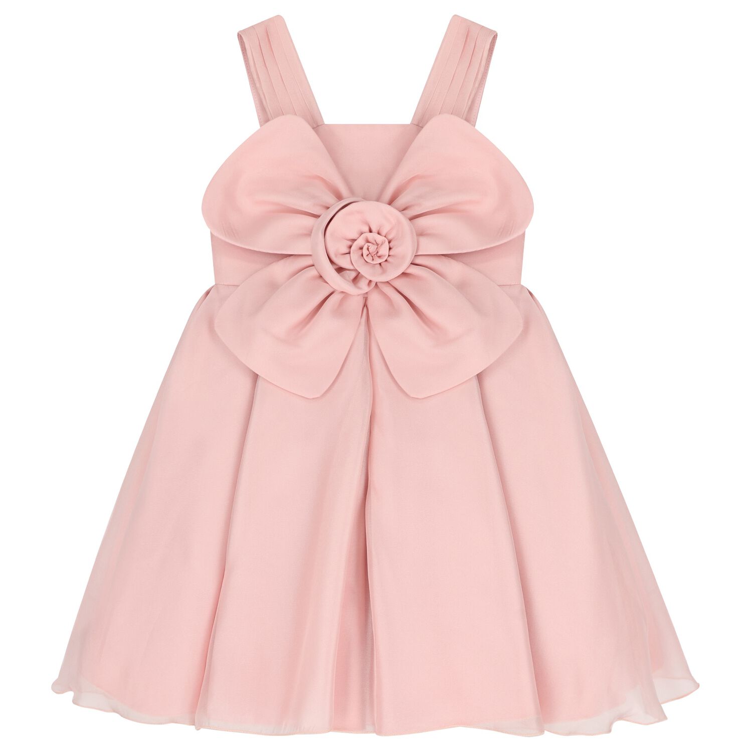 Girls Pink Flower Organza Dress, 1, hi-res