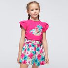 شورت بنات بطبعة الزهور باللون الأزرق والوردي, 2, hi-res