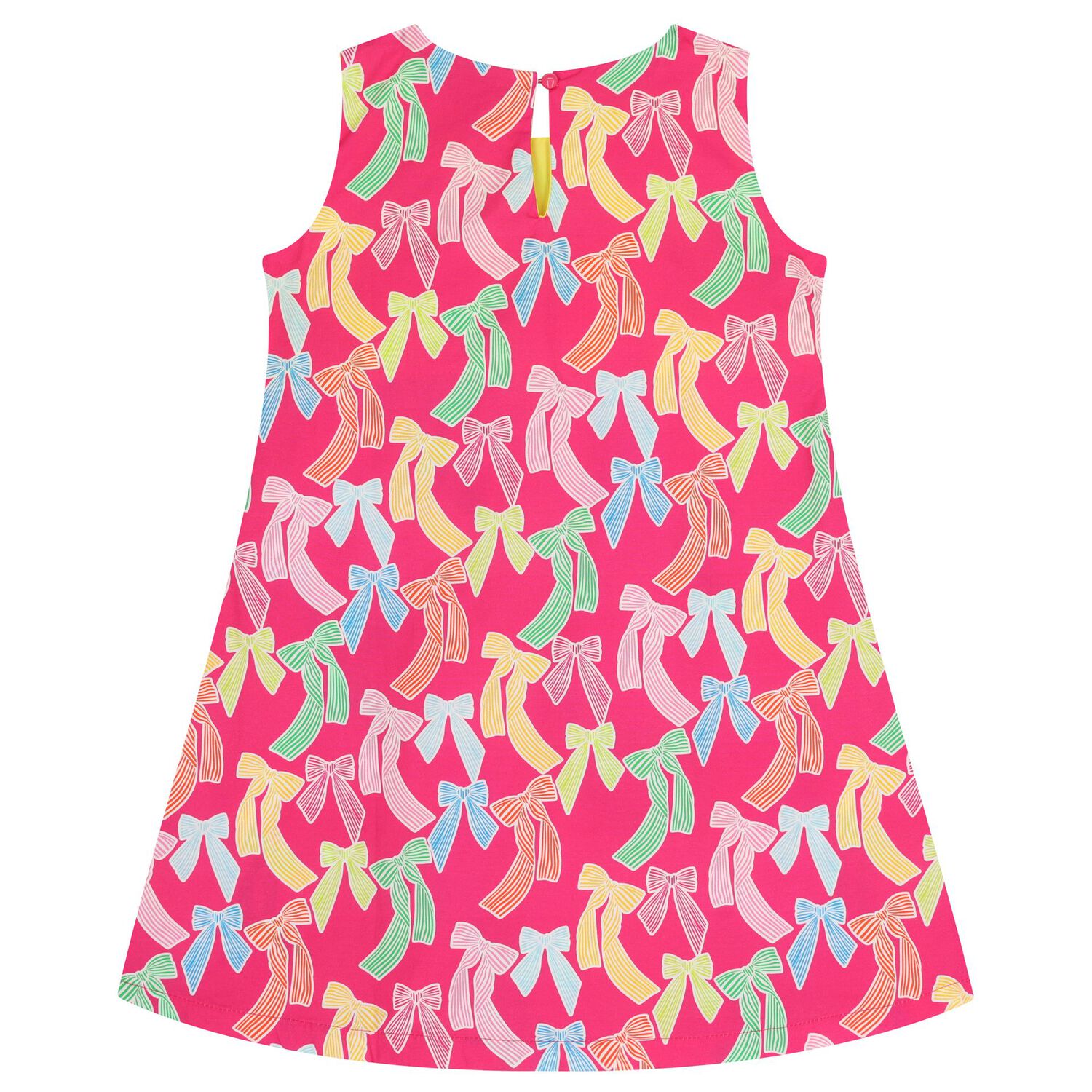 Girls Pink & Yellow Bow Dress, 1, hi-res