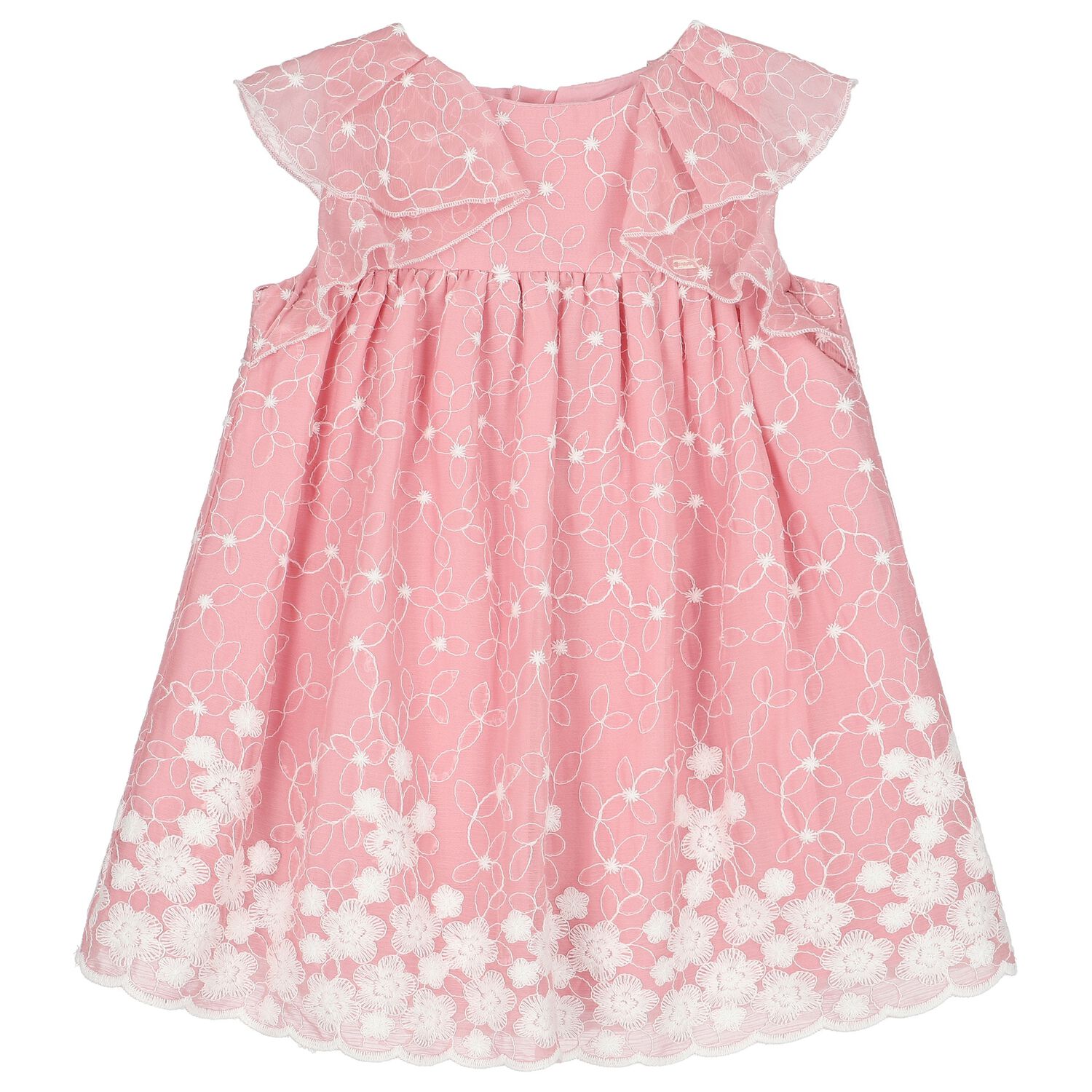 Younger Girls Pink Embroidered Dress, 1, hi-res image number null