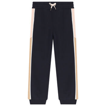 Girls Navy Blue Logo Joggers