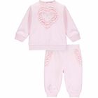 بدلة رياضية قلوب باللون الوردى للبنات, 1, hi-res