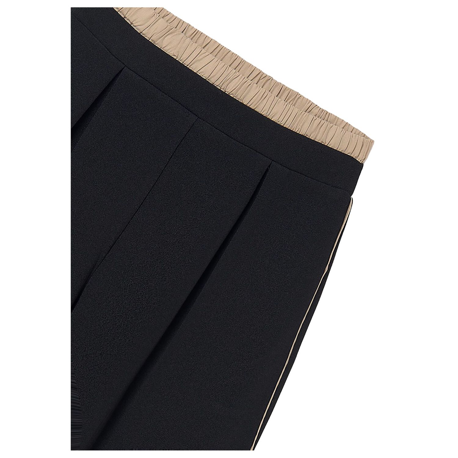 بنطلون بناتي بطيات باللون الأسود, 1, hi-res