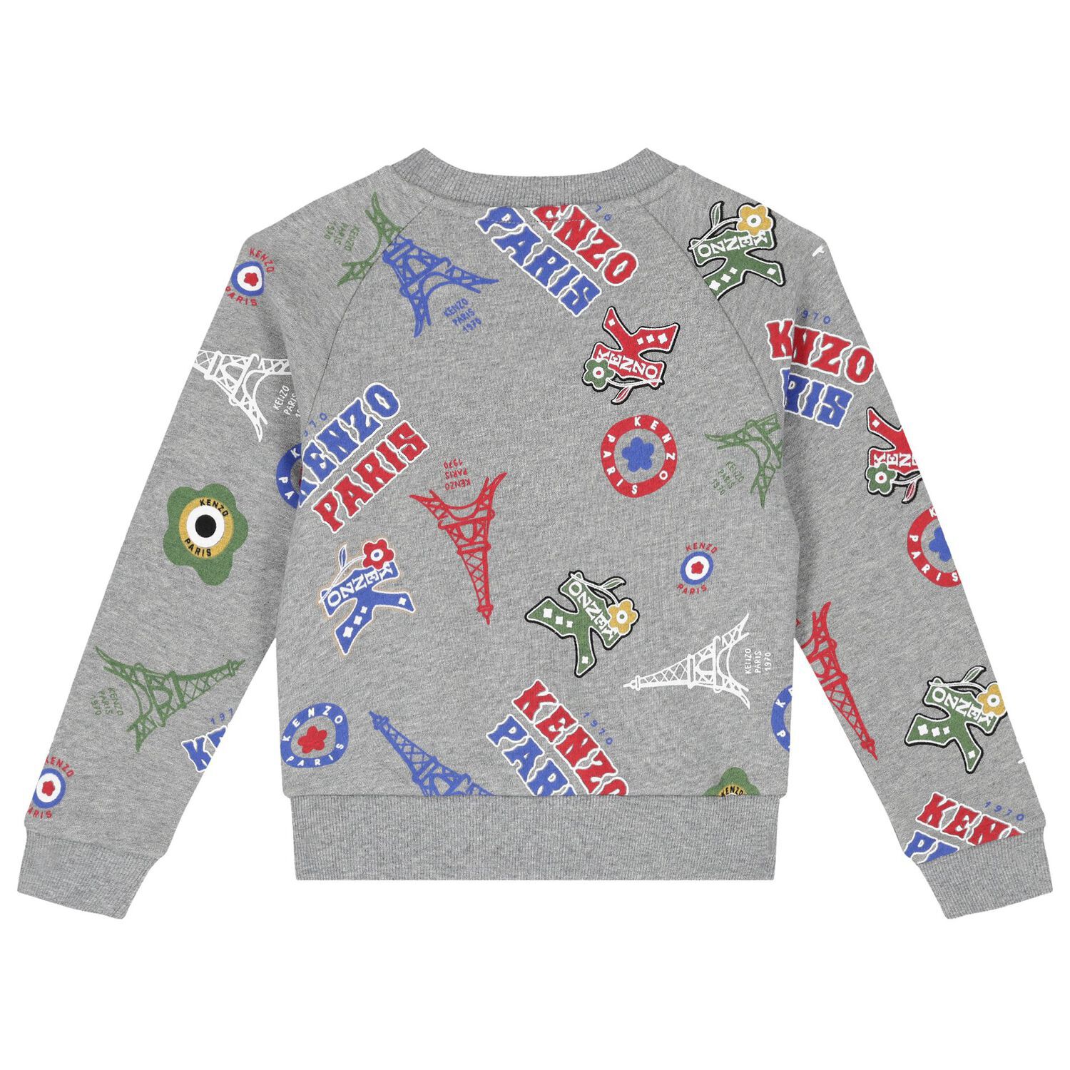 سويت شيرت أولاد هودي بالشعار باللون الرمادي, 1, hi-res