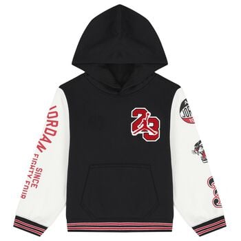Boys Black & White Jordan Hooded Top