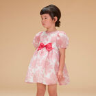 Girls White & Pink Floral Organza Dress, 1, hi-res