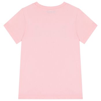 Girls Pink Teddy Bear Logo T-Shirt