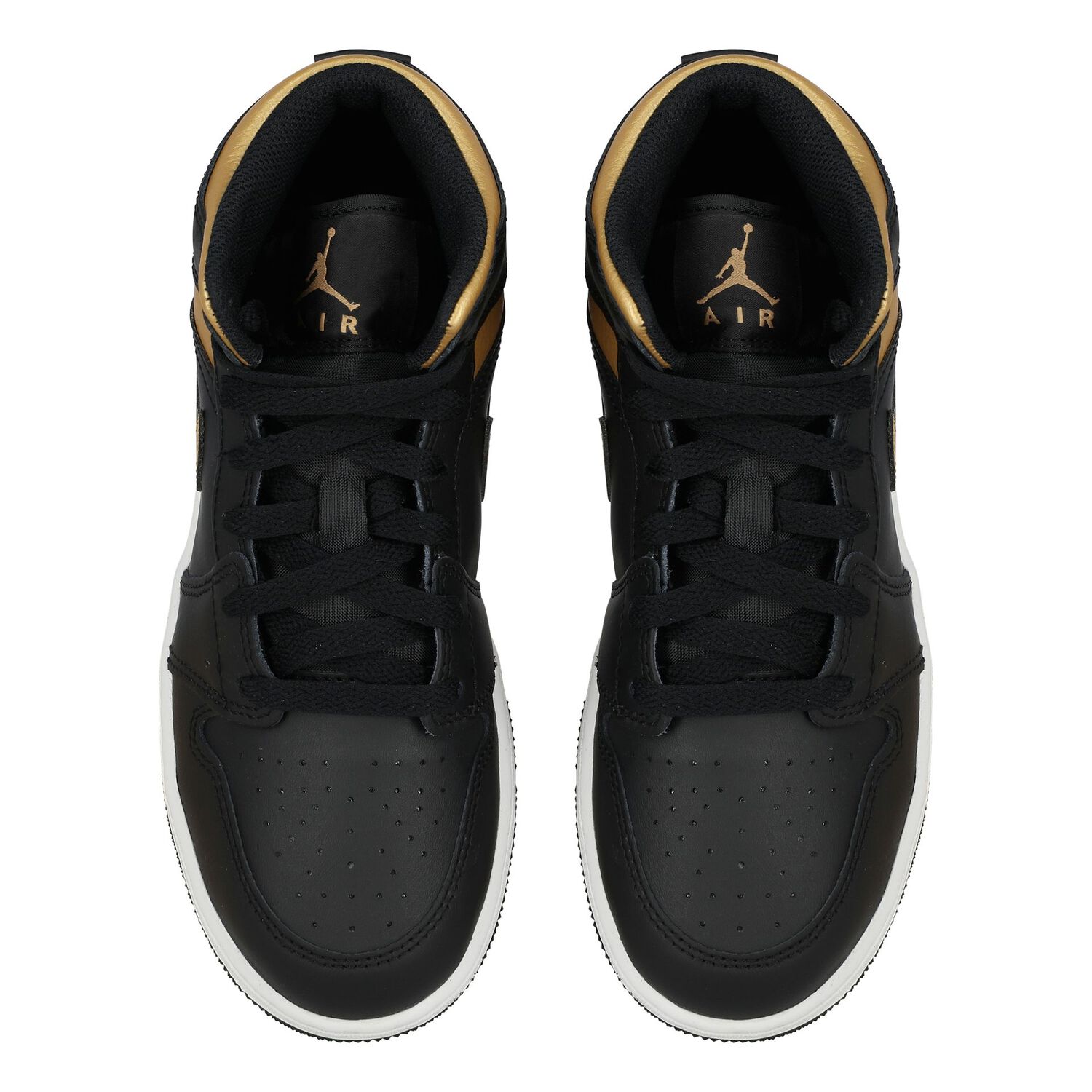 Black, White & Gold Air Jordan 1 Mid Trainers, 2, hi-res