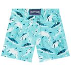 Boys Blue Shark Swim Shorts, 1, hi-res