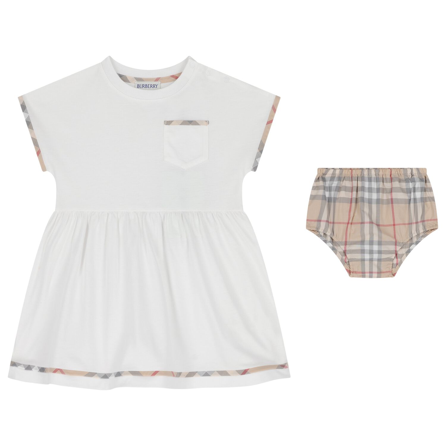 Burberry Baby Girls White Check Dress Set Junior Couture UAE