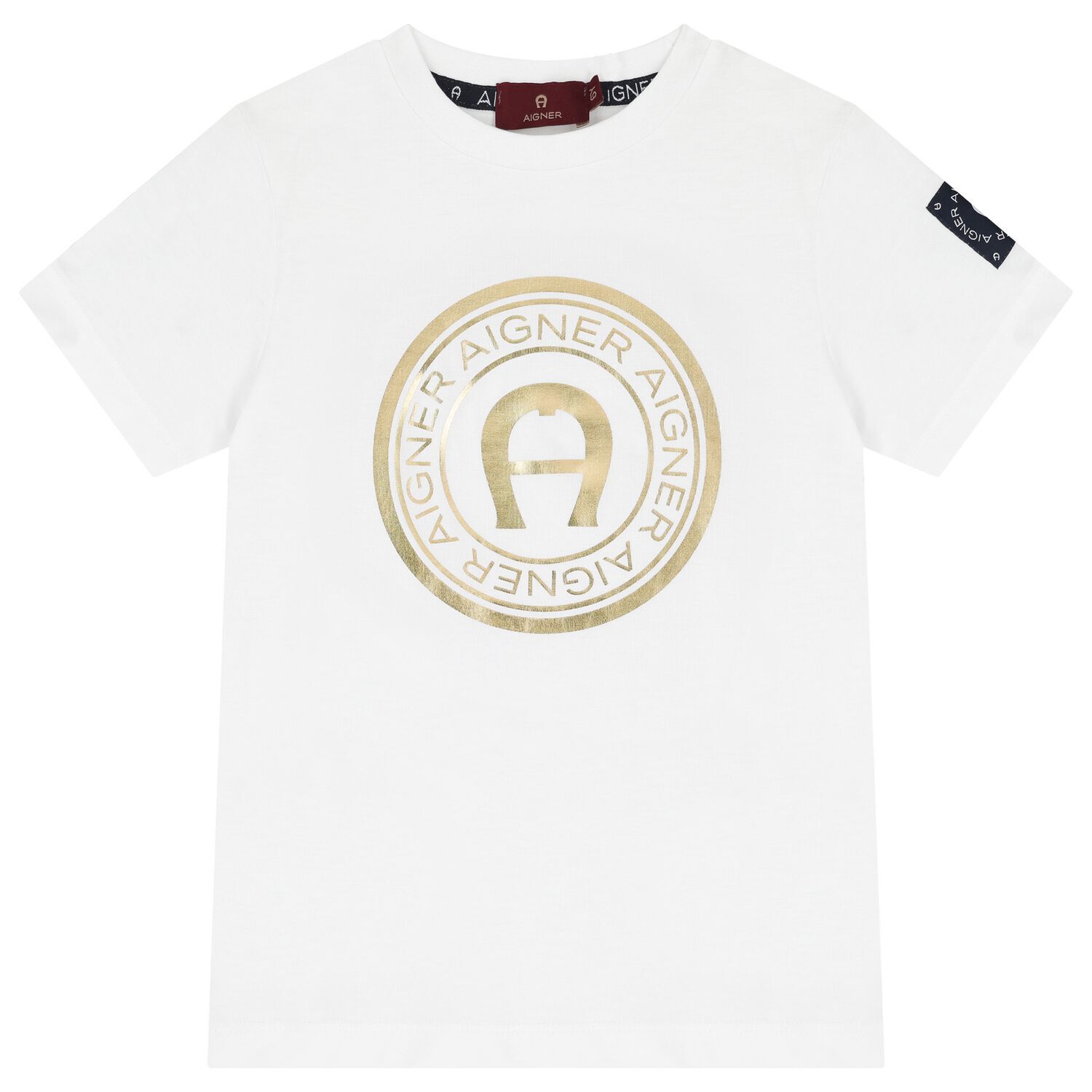 Boys White & Gold Logo T-Shirt, 1, hi-res image number null