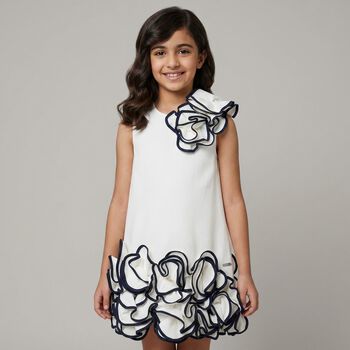 Girls White Floral Dress