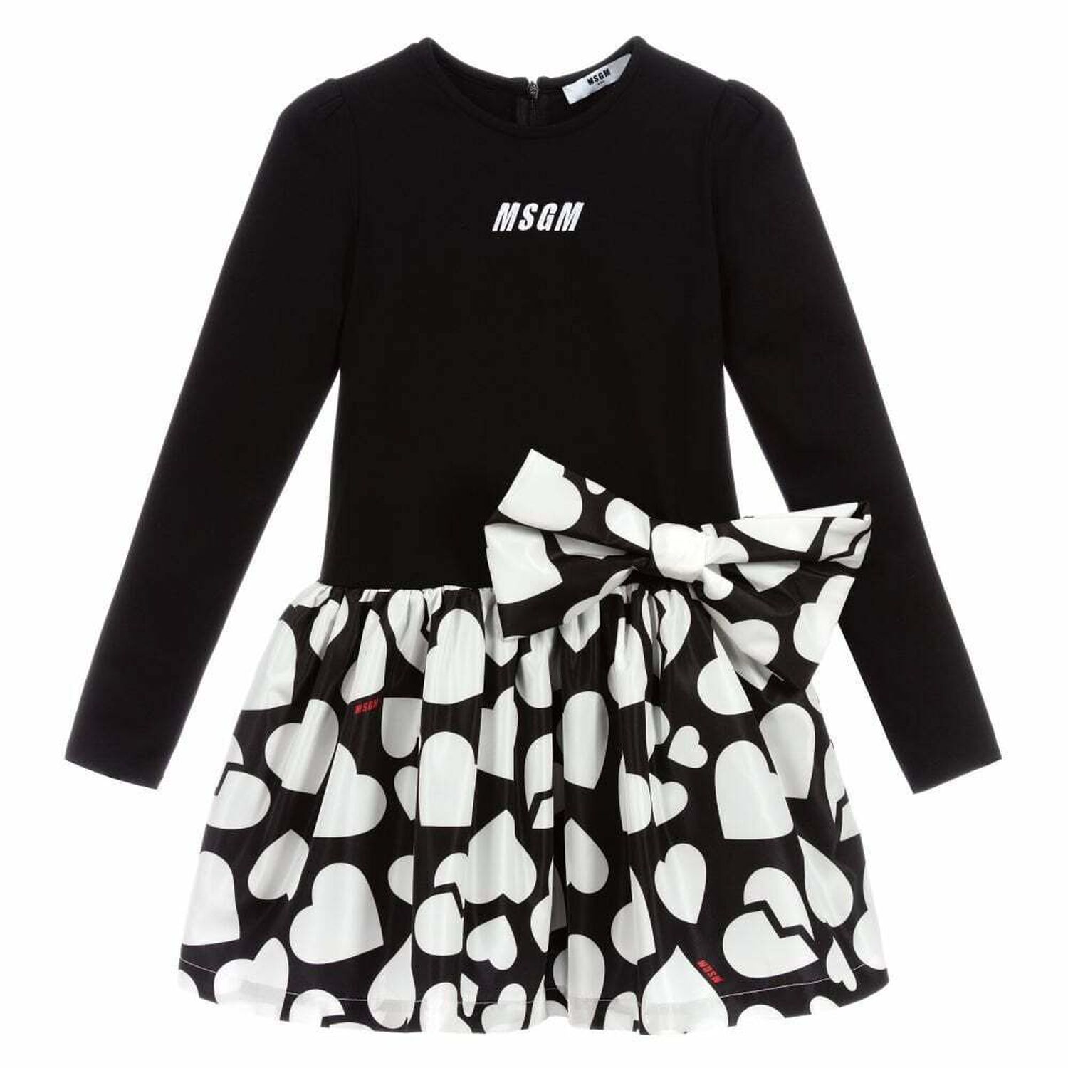 فستان باللون الاسود والابيض للبنات, 1, hi-res