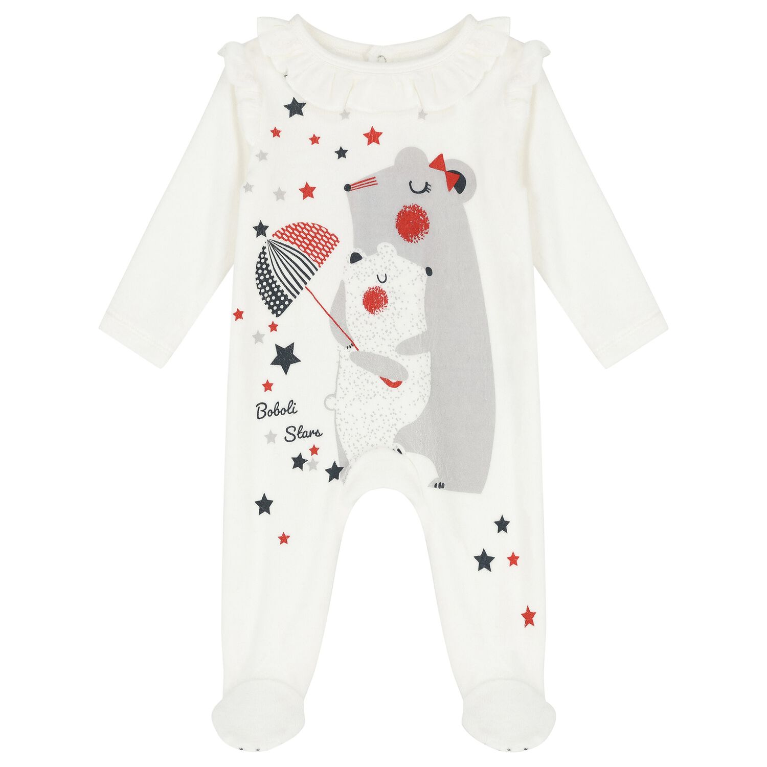 Baby Girls Ivory Mouse Babygrow, 1, hi-res