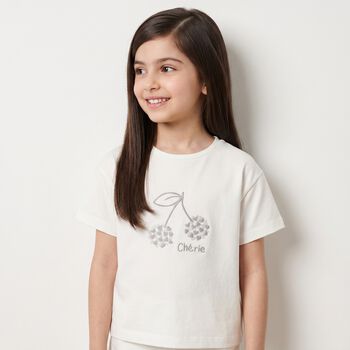Younger Girls White Cherry T-Shirt