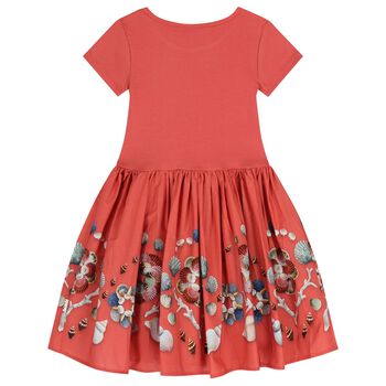 فستان بنات بطبعه اصداف باللون الوردى 