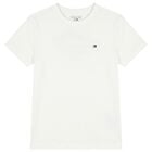 Boys White Embroidered Logo T-Shirt, 1, hi-res
