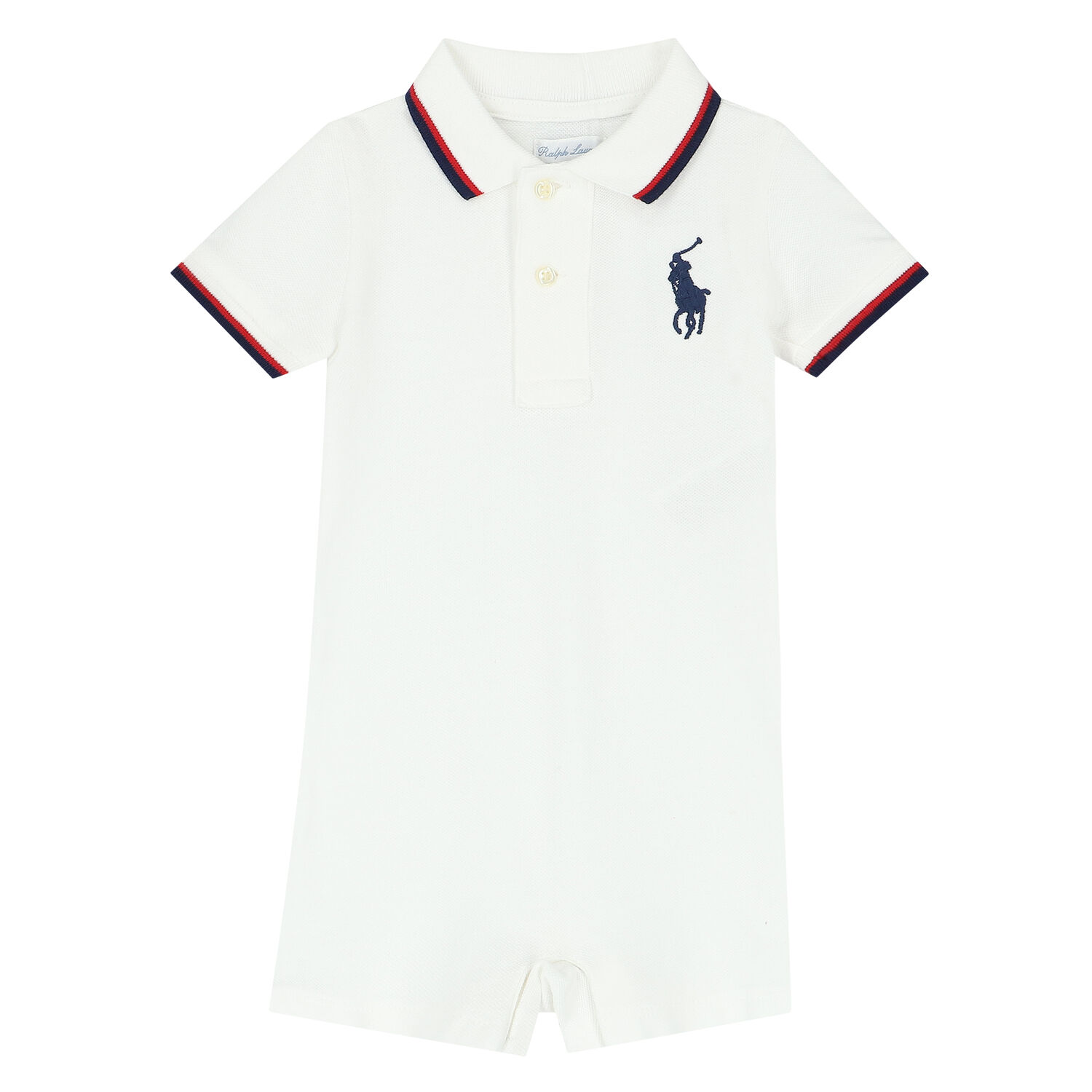 Baby Boys White Logo Romper, 1, hi-res